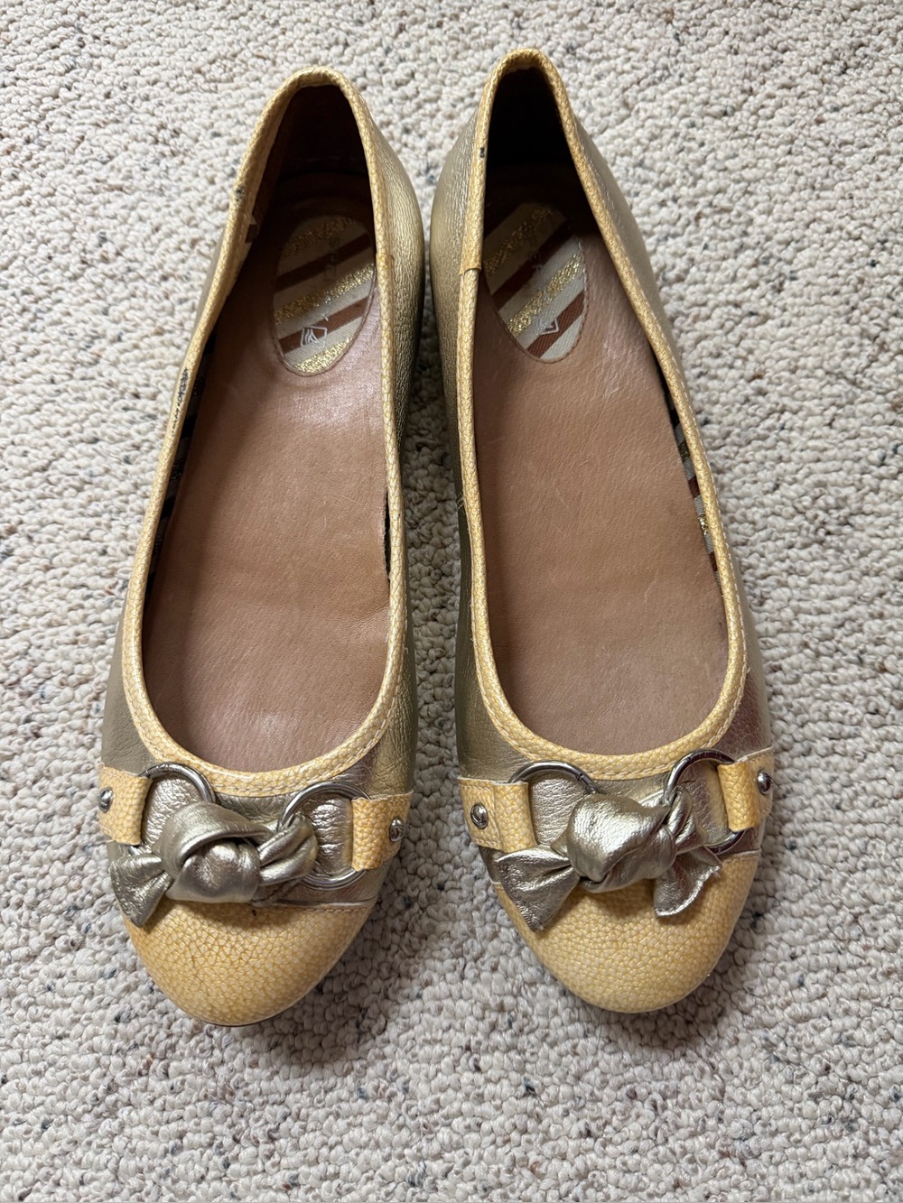 Sperry Top Sider Kendall Gold and Yellow Women’s Leather Ballet Flats. Sz 9.5